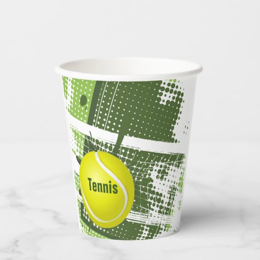 Tennis Design Paper cup Papieren Bekers (Voorkant)