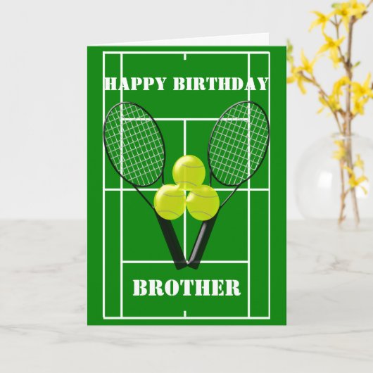 Tennis Design Personalized Brother Birthday Kaart (Gele Bloem)