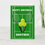 Tennis Design Personalized Brother Birthday Kaart<br><div class="desc">Wenskaart tennis ontwerp broeder verjaardagskaart. Pas deze verjaardagskaart aan met elke tekst en laat het afdrukken en naar u verzenden of download het onmiddellijk naar uw mobiele apparaat. Mocht u hulp nodig hebben bij het aanpassen, neem dan contact met ons op via de link op deze pagina. Tennisontwerp gepersonaliseerde broer...</div>