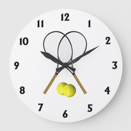 Tennis Doubles Black Numbers Grote Klok (Voorkant)