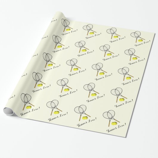 Tennis Doubles Cream Cadeaupapier (Uitgerold)