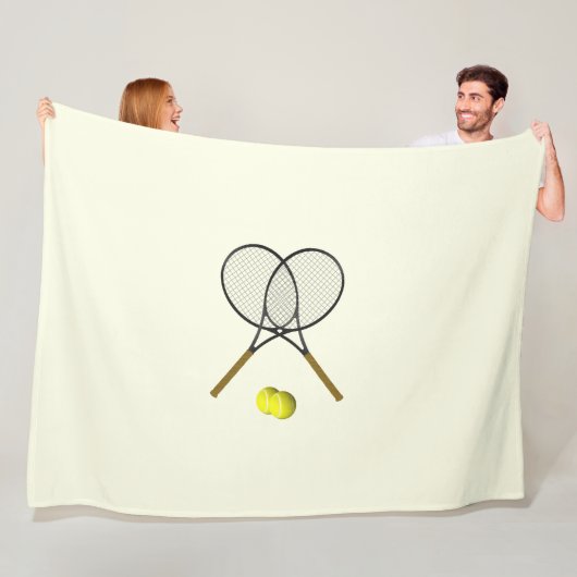 Tennis Doubles Cream Fleece Deken (In situ)
