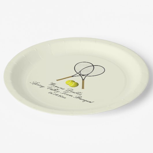 Tennis Doubles Cream Papieren Bordje (Gekanteld)