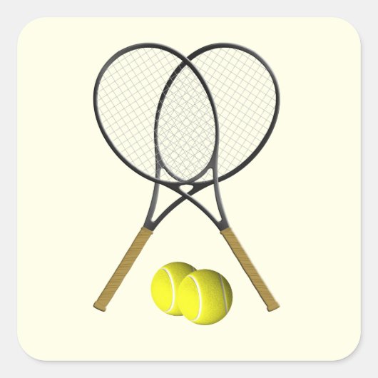 Tennis Doubles Cream Vierkante Sticker (Voorkant)