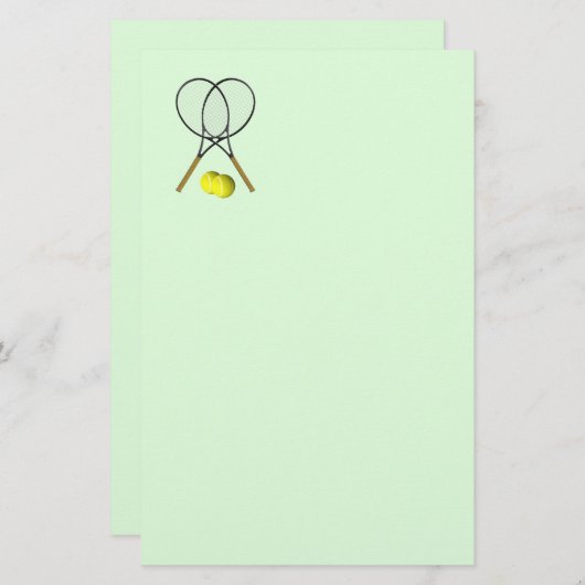 Tennis Doubles Green Stationery Briefpapier (Voorkant / Achterkant)