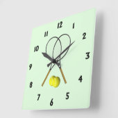 Tennis Doubles Green Vierkante Klok (Hoek)