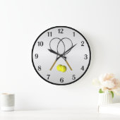 Tennis Doubles Silver Black Digits Framed Rouond Grote Klok (Huis)