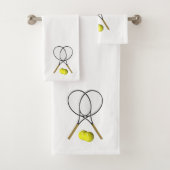 Tennis Doubles White Bath Towel Set Bad Handdoek (Insitu)