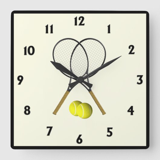 Tennis Dubbels Crème Vierkante Klok (Voorkant)