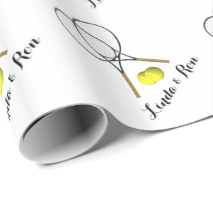 Tennis dubbelspel Namen of tekst toevoegen Wit Cadeaupapier