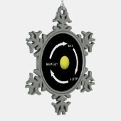 Tennis Eat Slaap Herhaal Sportfan Gezegde Tin Sneeuwvlok Ornament (Links)