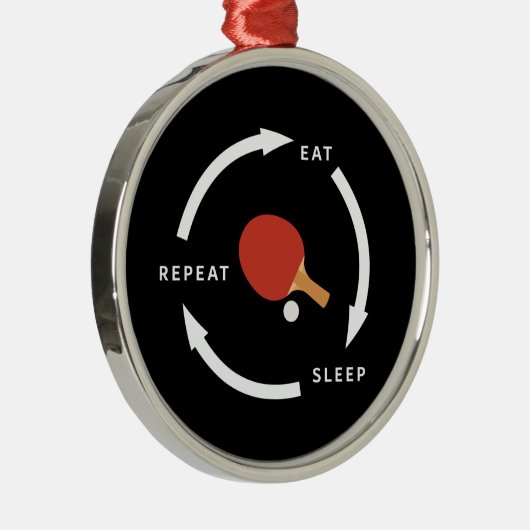 Tennis Eat Sleep Slaap Herhaal Sportfaan Gezegde Metalen Ornament (Rechts)