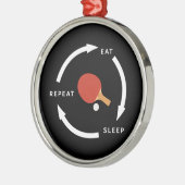 Tennis Eat Sleep Slaap Herhaal Sportfaan Gezegde Metalen Ornament (Links)