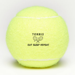 Tennis Eet Slaap Herhaal Grappig Citaat Typografie Tennisballen