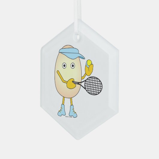 Tennis Egghead Glas Ornament (Voorkant links)