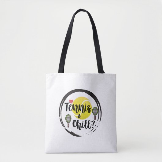 Tennis en Chill Balls en Rackets White Tote Bag (Voorkant)