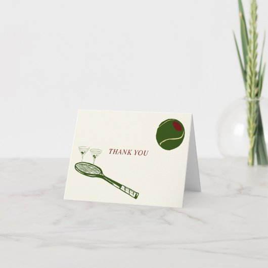 Tennis en Martinis Dank u kaart (Voorkant)