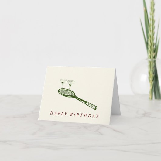 Tennis en Martinis verjaardagskaart Bedankkaart (Voorkant)