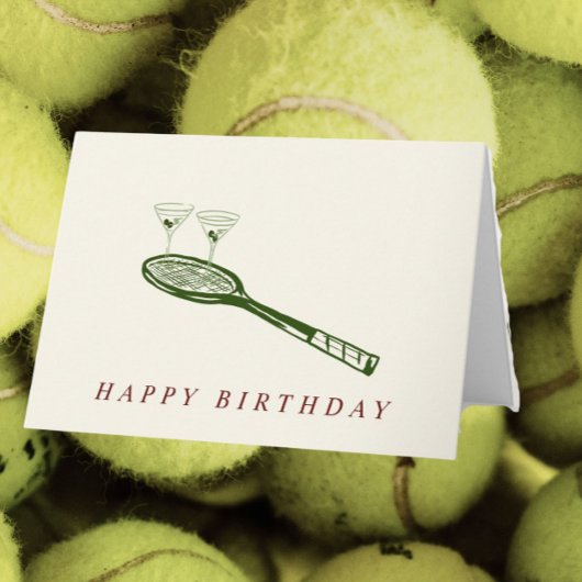 Tennis en Martinis verjaardagskaart Bedankkaart