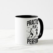 Tennis en motivatie - practice play perform mok (Voorkant rechts)