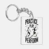 Tennis en motivatie - practice play perform sleutelhanger (Voorkant Links)