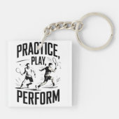 Tennis en motivatie - practice play perform sleutelhanger (Achterkant)