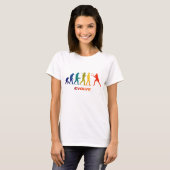 Tennis Evolutie Silhouette Backhand Design T-shirt (Voorkant volledig)