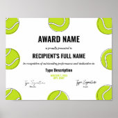 Tennis Excellence Award Certificaat - Instant Poster (Voorkant)