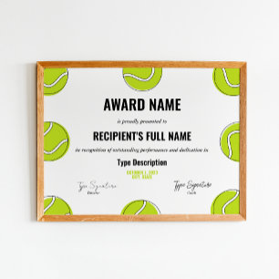 Tennis Excellence Award Certificaat - Instant Poster