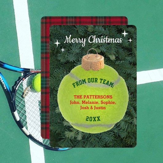 Tennis Fan Gepersonaliseerd Ornament Kerst Kaart