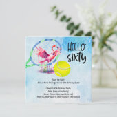 Tennis Flamingo 60ste Verjaardagsfeest Kaart (Staand voorkant)