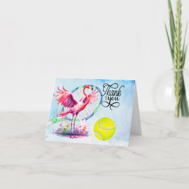 Tennis Flamingo bedankje met bal op het veld Bedankkaart
