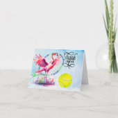 Tennis Flamingo bedankje met bal op het veld Bedankkaart (Voorkant)