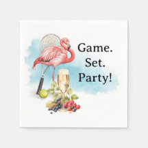Tennis Flamingo Servetten met Racket en Bal