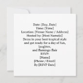 Tennis  Flamingo  with racket and ball invitation  (Achterkant)