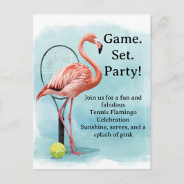 Tennis Flamingo with racket and ball invitation Briefkaart