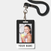 Tennis-foto-ID-badge met aangepaste naam Badge (Voorzijde met lanyard)