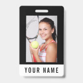 Tennis-foto-ID-badge met aangepaste naam Badge (Voorzijde)