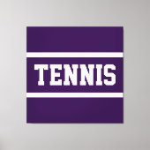 TENNIS Fun Bold Athletic Deep Purple White Stripes Canvas Afdruk (Voorkant)