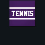 TENNIS Fun Bold Athletic Deep Purple White Stripes Canvas Afdruk<br><div class="desc">This sporty design features athletic TENNIS text inside bright pink and white racing stripes against deep purple background. The text and colors can be personalized.</div>