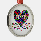 Tennis Fun Heart Metalen Ornament (Rechts)