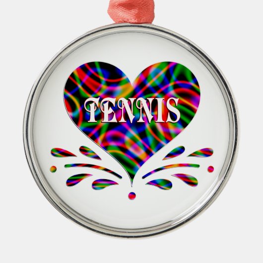 Tennis Fun Heart Metalen Ornament (Voorkant)