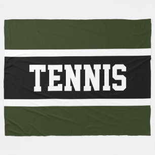 TENNIS Fun Sportief Donkergroen Zwart Wit Strepen Fleece Deken