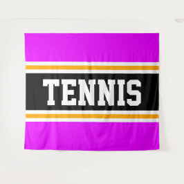 TENNIS Fun Sportieve Heldere Roze Zwart Gele Strep Wandkleed