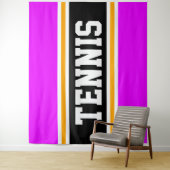 TENNIS Fun Sportieve Heldere Roze Zwart Gele Strep Wandkleed (In situ)