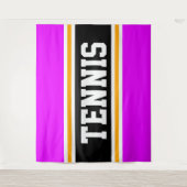 TENNIS Fun Sportieve Heldere Roze Zwart Gele Strep Wandkleed (Voorkant)