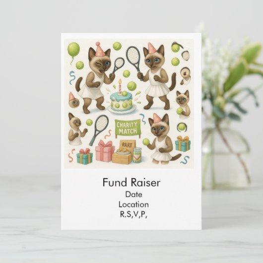 Tennis Fund Raiser voor Cat Lovers Kaart (Staand voorkant)