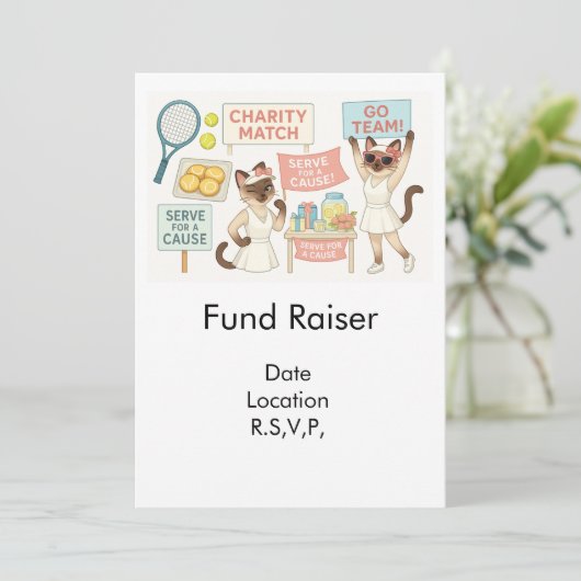 Tennis Fund Raiser voor Cat Lovers Kaart (Staand voorkant)