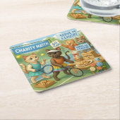 Tennis Fund Raiser voor Cat Lovers Kartonnen Onderzetters (Schuin)