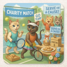Tennis Fund Raiser voor Cat Lovers Kartonnen Onderzetters